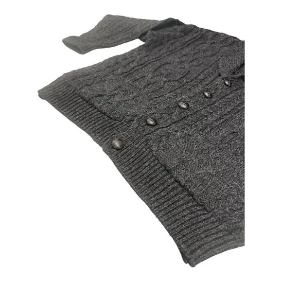 Aran Crafts Women's Gray Irish Wool Cable Knit Shawl Collar Cardigan Casual - Picture 6 of 7